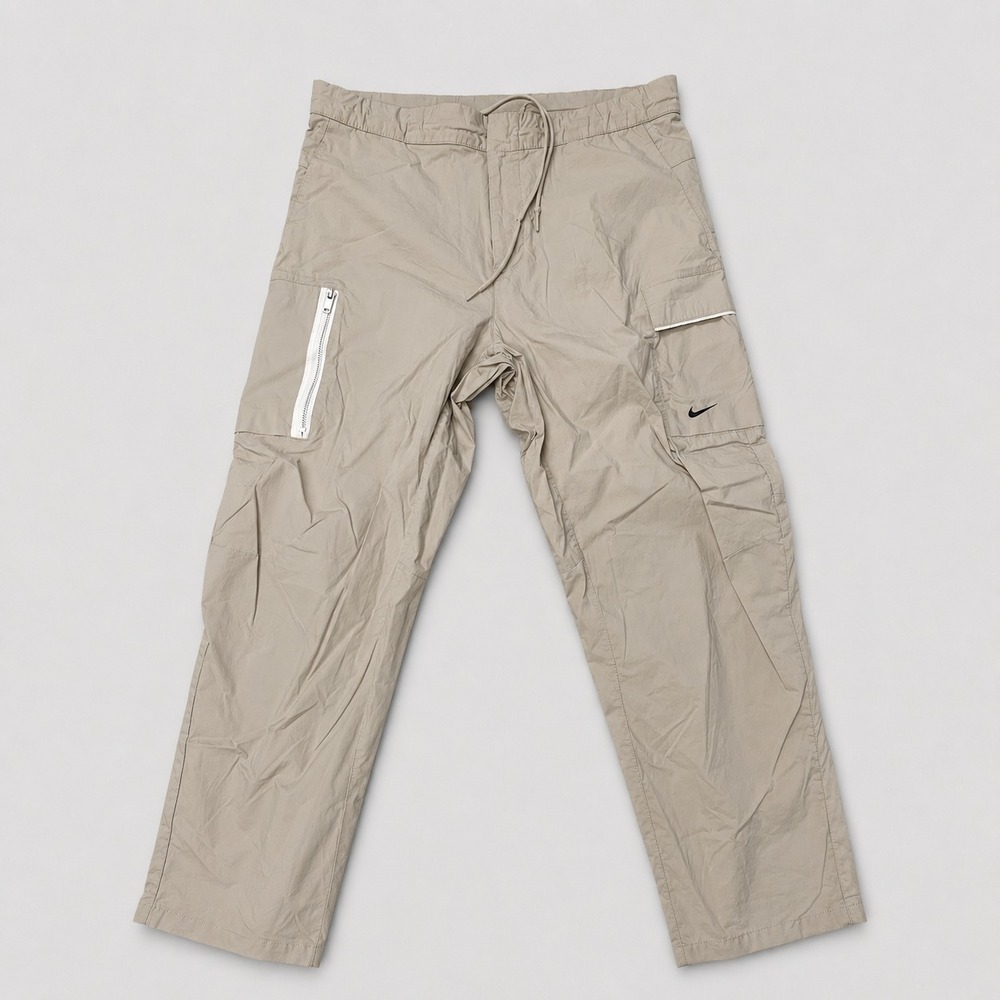 Nike Cargo Pants Mens 36 Beige Utility Drawstring Relaxed Fit Lightweight